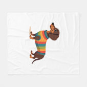 Vintage Regenbogen Pullover Dachshund Süßer Langha Fleecedecke (Vorderseite (Horizontal))