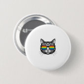 Vintage-Regenbogen-Sonnenbrille Katze Pride-Shirt- Button (Vorne & Hinten)