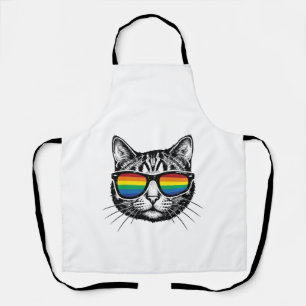 Vintage-Regenbogen-Sonnenbrille Katze Pride-Shirt- Schürze