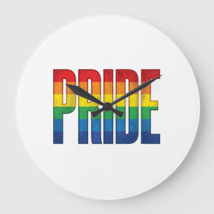 Vintage-Regenbogen-Stolz-Typografie-Shirt-Design_1 Große Wanduhr