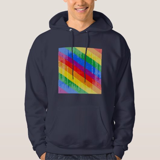 Vintage Regenbogen-Streifen Hoodie (Vorderseite)