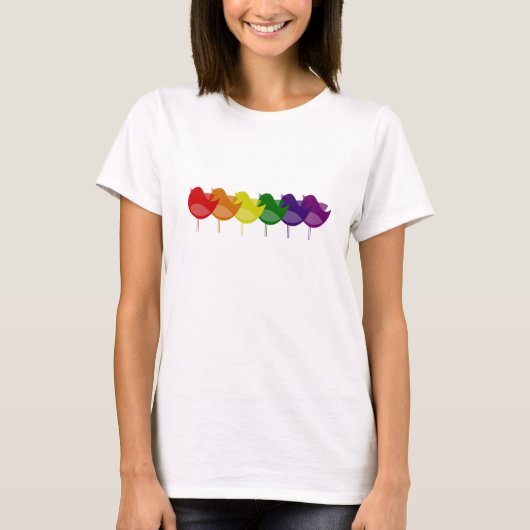 Vintage Regenbogen-Vögel T-Shirt (Vorderseite)
