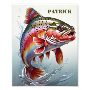 Vintage Regenbogenforelle Fisch - Angler Angeln Fotodruck