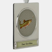 Vintage Regenbogenforelle Fischen Banner-Ornament Silber (Rechts)