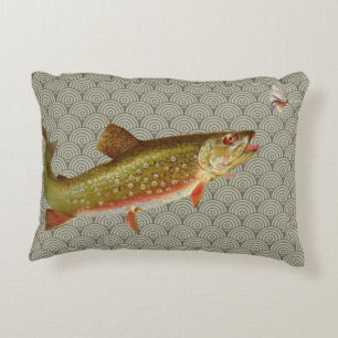 Vintage Regenbogenforelle Fischen Dekokissen