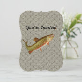 Vintage Regenbogenforelle Fischen Einladung (Stehend Vorderseite)