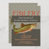 Vintage Regenbogenforelle Fischen Einladung (Vorne/Hinten)