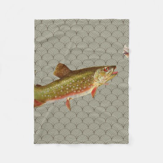 Vintage Regenbogenforelle Fischen Fleecedecke (Vorderseite)