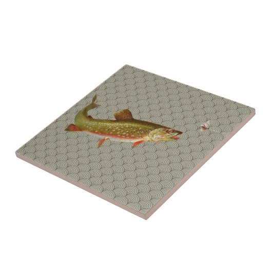 Vintage Regenbogenforelle Fischen Fliese (Seite)