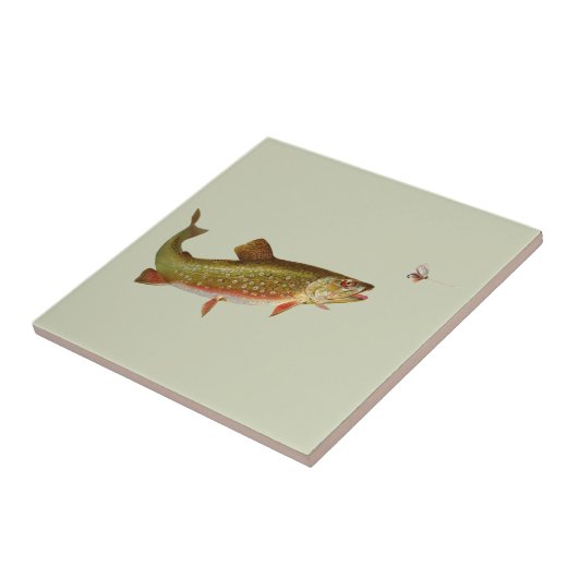 Vintage Regenbogenforelle Fischen Fliese (Seite)
