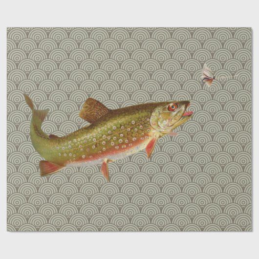 Vintage Regenbogenforelle Fischen Geschenkpapier (Flach)