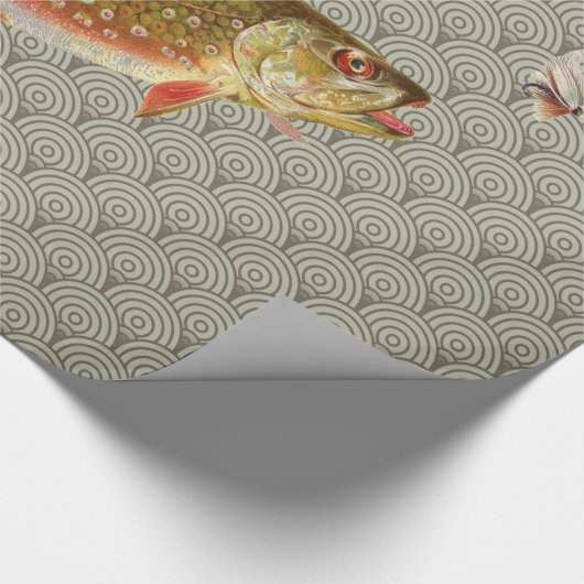 Vintage Regenbogenforelle Fischen Geschenkpapier (Ecke)