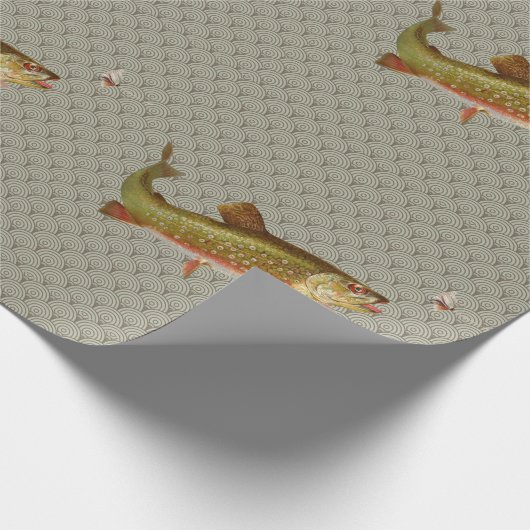 Vintage Regenbogenforelle Fischen Geschenkpapier (Ecke)