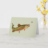 Vintage Regenbogenforelle Fischen Karte (Gelbe Blume)