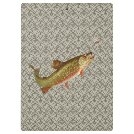 Vintage Regenbogenforelle Fischen Klemmbrett (Rückseite)
