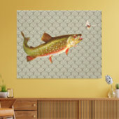 Vintage Regenbogenforelle Fischen Leinwanddruck (Insitu (Wohnzimmer))