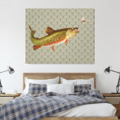 Vintage Regenbogenforelle Fischen Leinwanddruck (Insitu (Schlafzimmer))