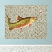 Vintage Regenbogenforelle Fischen Leinwanddruck (Insitu (Holzboden))