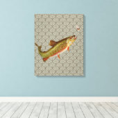 Vintage Regenbogenforelle Fischen Leinwanddruck (Insitu (Holzboden))