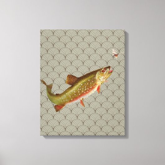 Vintage Regenbogenforelle Fischen Leinwanddruck (Vorderseite)