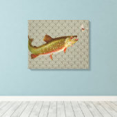 Vintage Regenbogenforelle Fischen Leinwanddruck (Insitu (Holzboden))