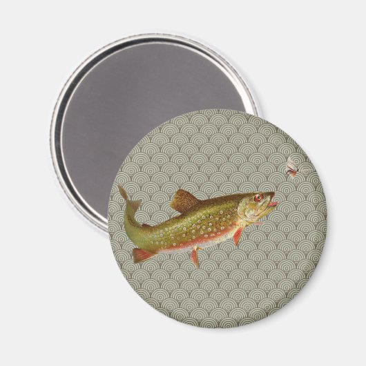 Vintage Regenbogenforelle Fischen Magnet (Vorderseite/Rückseite)