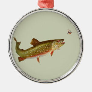 Vintage Regenbogenforelle Fischen Ornament Aus Metall