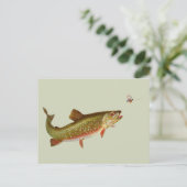Vintage Regenbogenforelle Fischen Postkarte (Stehend Vorderseite)
