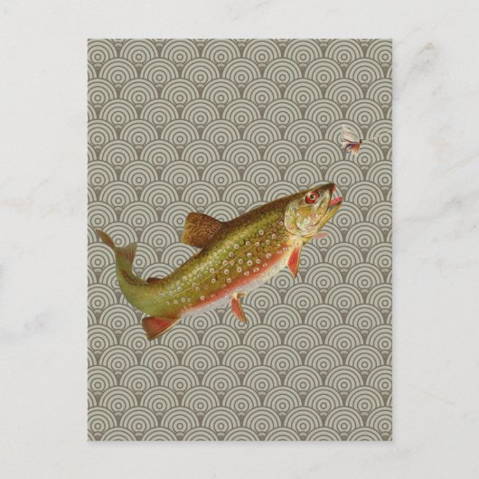 Vintage Regenbogenforelle Fischen Postkarte (Vorderseite)