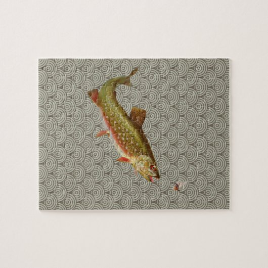 Vintage Regenbogenforelle Fischen Puzzle (Horizontal)
