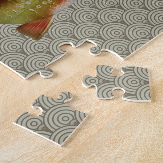 Vintage Regenbogenforelle Fischen Puzzle (Seite)