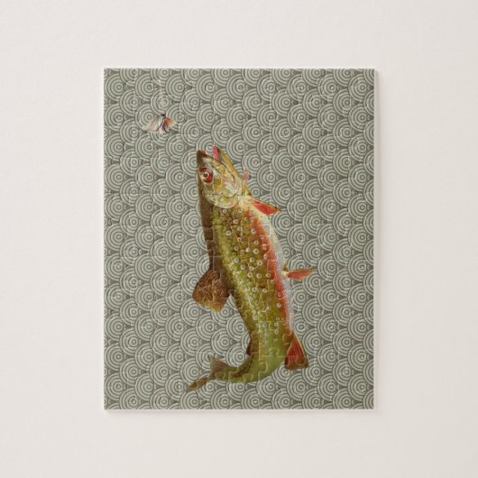 Vintage Regenbogenforelle Fischen Puzzle (Vertikal)