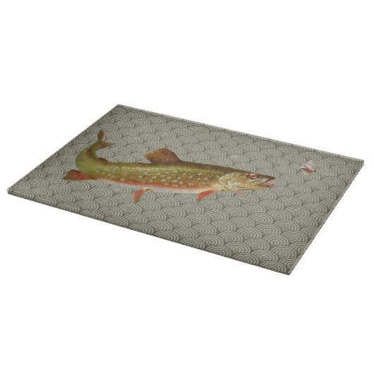 Vintage Regenbogenforelle Fischen Schneidebrett (Ecke)