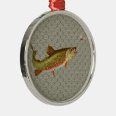 Vintage Regenbogenforelle Fischen Silbernes Ornament (Rechts)