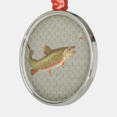 Vintage Regenbogenforelle Fischen Silbernes Ornament (Links)