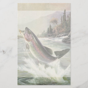 Vintage Regenbogenforelle Fischerei Briefpapier