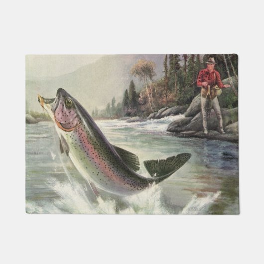 Vintage Regenbogenforelle Fischerei Fußmatte (Vorderseite)