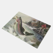 Vintage Regenbogenforelle Fischerei Fußmatte (Schrägansicht)