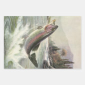 Vintage Regenbogenforelle Fischerei Geschenkpapier Set (Vorderseite 3)