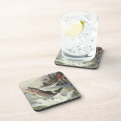 Vintage Regenbogenforelle Fischerei Getränkeuntersetzer (Rechte Seite)