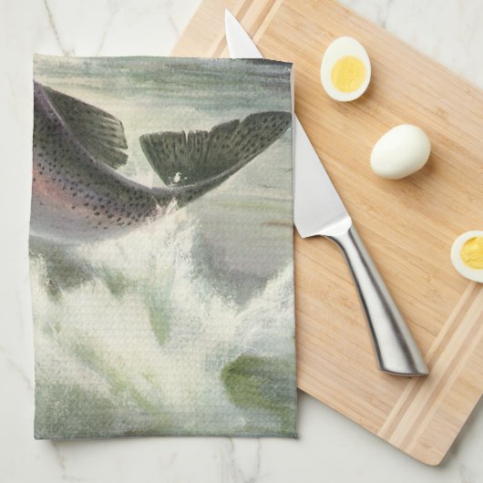 Vintage Regenbogenforelle Fischerei Handtuch (Viertel Falte)