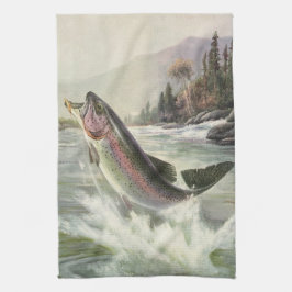 Vintage Regenbogenforelle Fischerei Handtuch