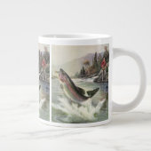 Vintage Regenbogenforelle Fischerei Jumbo-Tasse (Rechts)