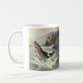 Vintage Regenbogenforelle Fischerei Kaffeetasse (Links)