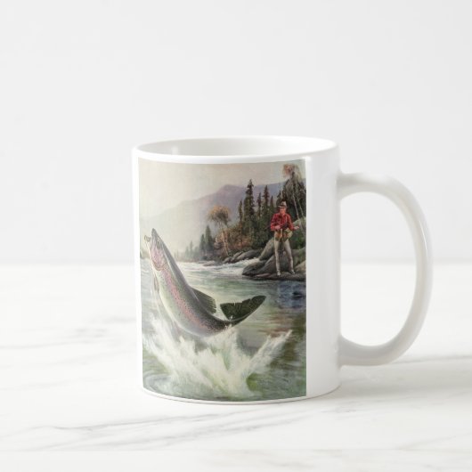 Vintage Regenbogenforelle Fischerei Kaffeetasse (Rechts)