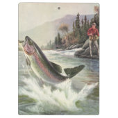 Vintage Regenbogenforelle Fischerei Klemmbrett (Rückseite)