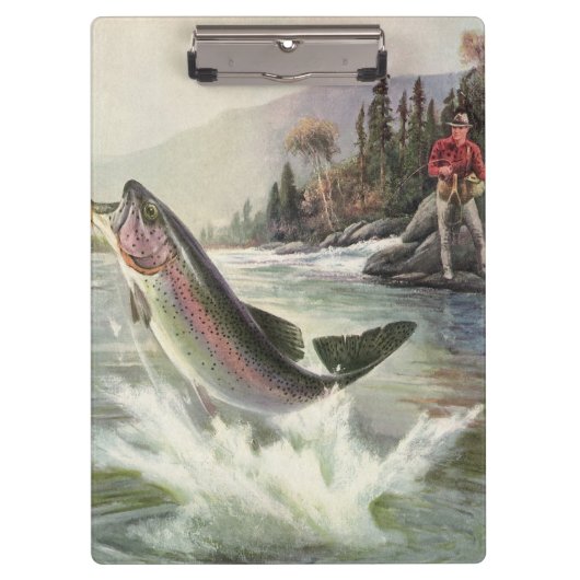 Vintage Regenbogenforelle Fischerei Klemmbrett (Vorderseite)