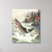 Vintage Regenbogenforelle Fischerei Leinwanddruck (Vorderseite)