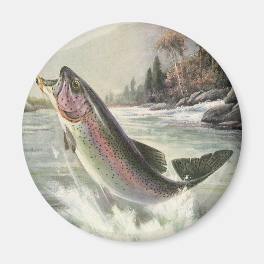 Vintage Regenbogenforelle Fischerei Magnet (Vorne)
