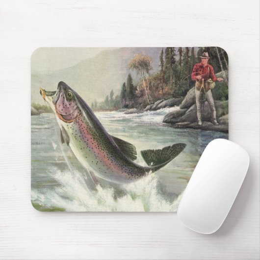Vintage Regenbogenforelle Fischerei Mousepad (Mit Mouse)
